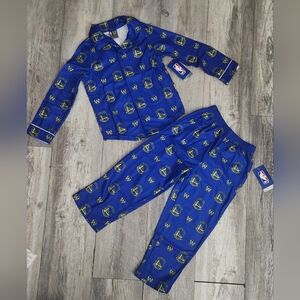 Ultra Game Youth NBA Official GoldenStateWarriors 2-Piece Button Down Pajama Set